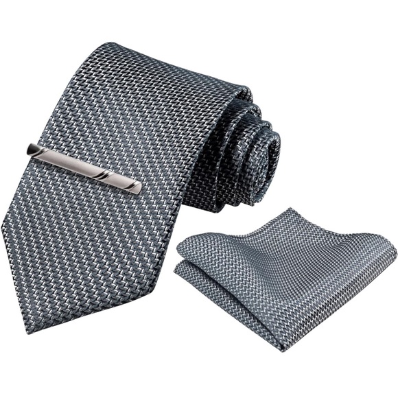 Mens Ties Set in Gift Box/ Charcoal Grey - Picture 3 of 6